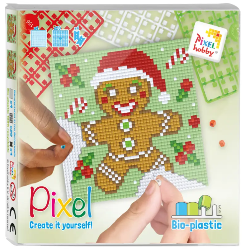 Kit pixel Bonhomme en pain épice  4 mini-plaques