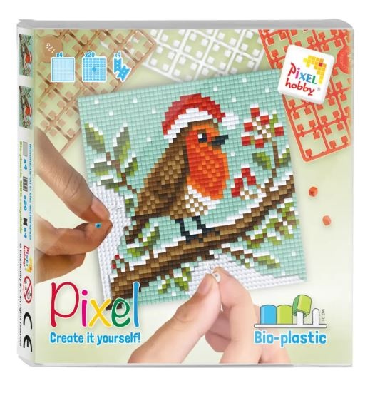Kit pixel Rouge-gorge de Noël 4 mini-plaques