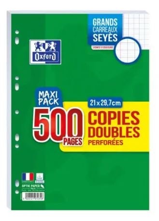 Copies doubles 21*29.7 grands carreaux perf.500P OXFORD 90G