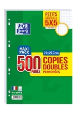 Copies doubles 21*29.7 petits carreaux perf.500P OXFORD 90G