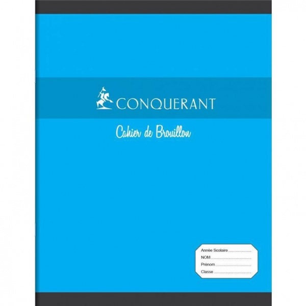 Cahier  brouillon Conquérant 17*22 grands carreaux 96P 60g