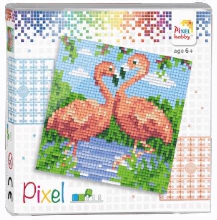 Kit pixel flamants roses 4 mini-plaques