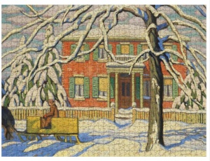 Maison rouge et traineau jaune de Lawrence S.Harris puzzle 1000 pièces