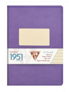 CAHIER 14.8*21 cm 96 pages petits carreaux 90G style rétro 1951 mauve