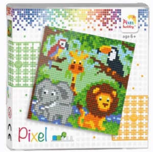 Kit pixel animaux de la jungle 4 mini-plaques