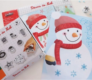 Kit tampons décors de Noël avec 4 encreurs