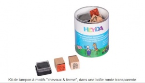 HEYDA Kit de tampons à motif 'chevaux & ferme', boîte ronde